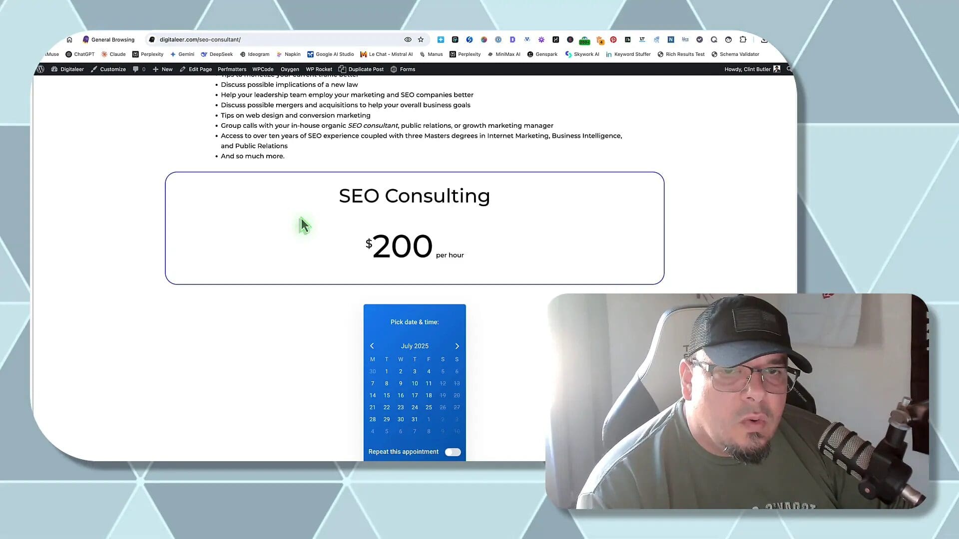 SEO consulting service booking page